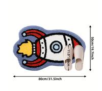 TEMU 1pc Alfombra de Dormitorio o Baño con Diseño de Espacial, Antideslizante y Lavable a Máquina, 100% Poliéster; Alfombra Decorativa de Área