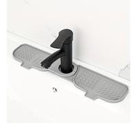 TEMU 1pc Alfombrilla de Silicona para Drenaje, Protector Antisalpicaduras para Grifo de Cocina y Organizador de Fregadero con Portajabónes para Baño