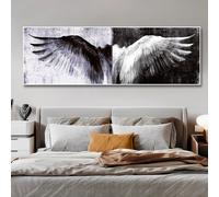 TEMU 1pc Arte de lienzo de alas de ángel modernas en blanco y negro - Impresionante decoración de pared para el hogar y la oficina