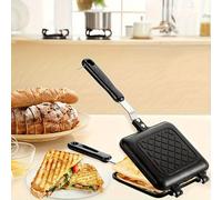 TEMU 1pc - Bandeja rectangular antiadherente de cara para hornear sándwiches | Parrilla portátil para y para sándwiches crujientes, hamburguesas, desayuno y camping al | Aluminio, FSYLLOGIX