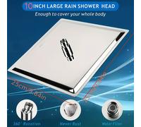 TEMU 1pc Cabezal de ducha presurizado de acero inoxidable de 8 pulgadas para baño, cabezal de ducha cuadrado electrochapado de 10 pulgadas para uso en la ducha. Para uso en la ducha