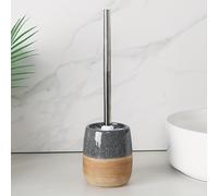 TEMU 1pc Cepillo de Inodoro con Base, Estilo Retro Sencillo para el Hogar con Mango Largo y Base de Cerámica Desmontable para Almacenamiento en la Taza del Retrete