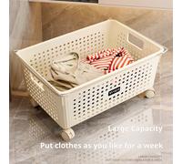 TEMU 1pc Cesta de Almacenamiento para Baño, Diseño Abierto para Debajo del Gabinete, Cesto de Ropa con Ruedas, Organizador de Ropa Sucia, Cesta de Lavandería Rodante