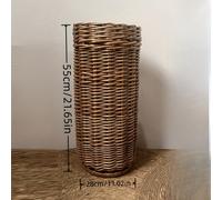 TEMU 1pc Cesta tejida a de mimbre para sombrillas - Organizador de almacenamiento con de madera para sombrillas, palos de golf y accesorios - Decoración versátil para la entrada