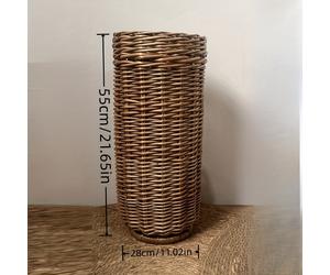 TEMU 1pc Cesta tejida a de mimbre para sombrillas - Organizador de almacenamiento con de madera para sombrillas, palos de golf y accesorios - Decoración versátil para la entrada