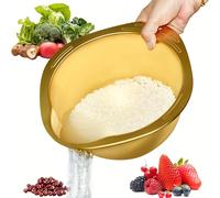 TEMU 1pc Colador de Arroz Dorado, Utilidad de Cocina, de de Acero Inoxidable con Escurridores , Colador para Lavar Quinoa, Frutas, Verduras, Frijoles, Pasta