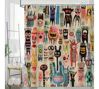 TEMU 1pc Cortina de Ducha Artística con Caprichosas 71x71 Pulgadas - Decoración de Baño con Figuras Vibrantes, Tela de Poliéster Duradera con Ojales, Solo a para Uso en Hogar y Hotel, Cortina de Ducha