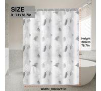 TEMU 1pc Cortina de Ducha de Plástico con de Hojas Peva y Ganchos de Plástico, Cortina para Baño con Ojales Metálicos, Cortina Duradera para Bañera, Separador de Baño Decorativo