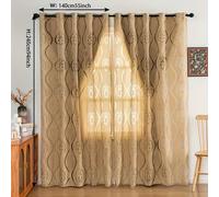 TEMU 1pc Cortina de Lujo Bohemia Dorada con Diseño Geométrico Semi-Oscurecedora - Cortinas Térmicas Luz de Poliéster al 100% para , Dormitorio y con Ojales