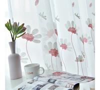 TEMU 1pc Cortina de tul minimalista con bordado de animales, mosquitera con bordado floral , transparente con bolsillo para barra, adecuada para la decoración de estar y dormitorios
