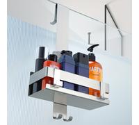 TEMU 1pc de acero inoxidable Soporte de ducha, Organizador de baño de montaje en pared con , Estantería resistente a la corrosión para toallas, gel de ducha, esponjas, decoración para el hogar