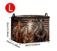 TEMU 1pc de Almacenamiento con Estampado de Caballos, Bolsa Plegable de Gran Capacidad Ideal para Mantas, Edredones y Ropa, Cremallera Resistente, Regalo para el Hogar