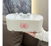 TEMU 1pc de Almacenamiento Grande de 3 Compartimentos con Transparente y - Plástico Adecuado para Tocador de Baño, Cómoda, Encimera - Decorativo de , Espacioso y Multicompartimento (Regalo)