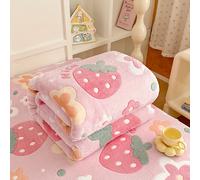 TEMU 1pc de Franela con Estampado Floral - Cobija Acogedora para Todas para Cama, Sofá y Viaje, Lavable a Máquina, y Multiusos en , Decoración Temática de Fresa, Tela Amigable con la Piel