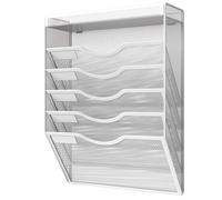 TEMU 1pc de hierro barnizado 6-Nivel Malla Soporte de Revistas en la Pared, Organizador de Archivos de Escritorio para Almacenamiento de