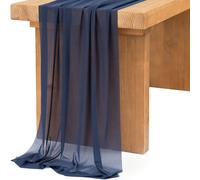TEMU 1pc de Mesa de Tul Azul , Mantel de Estilo Bohemio, Gasa de Gasa 11.8 X 118.1In Rectangular Largo , Adecuado para Decoración de Mesa de Novia de Boda , Romántico