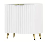 TEMU 1pc de Tocador Blanca y Dorada con Estante Ajustable - Armario de Almacenamiento para Baño, Organizador de Lavabo, 23.6" x 24.4" x 11.8", Ideal para Decoración Minimalista , Decoración de Baño