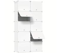 TEMU 1pc de Zapatos, Zapatero, Organizador de Zapatos Modulares con Paneles, Estante para Zapatos con 10 Compartimentos para 40 Zapatos, con Puertas y Ganchos, de Plástico, / + , 35 x 35 x 45cm