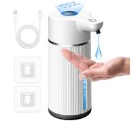 TEMU 1pc Dispensador Automático de Jabón 420ml, Botella para sin Montada en Pared o Encimera con Display LED, Batería Recargable USB, Ventana , Dosificadora Espumante, Distribuidor Para Baño y Cocina