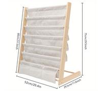 TEMU 1pc Estante de Madera Multinivel con Almacenamiento en Tela - Organizador Versátil para Libros, Revistas y Archivos | Ideal para Estudio, Dormitorio o Oficina | Sin Necesidad de Energía