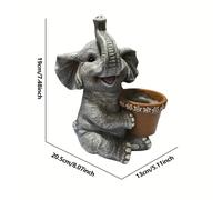 TEMU 1pc Estatua de Elefante Nariz Vertical Adorno Escritorio Oficina Mesa de Comedor Lindo Resina Pequeño Jardín Decoración Paisaje
