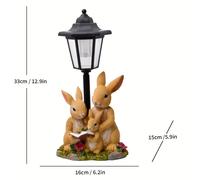 TEMU 1pc Estatua Solar de Resina de Conejos, Luz Decorativa para Jardín o Patio, Escultura Animal con Iluminación Nocturna, Adorno para Pasillos y , Decoración con Carga Solar, Regalo Ideal para