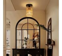 TEMU 1pc Lámpara de Techo de Ratán, Estilo Bohemio, de Mimbre Tejida a para Montaje Empotrado, Iluminación Mini Bohemia para Dormitorio y Pasillo