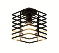 TEMU 1pc Lámpara de techo semiempotrada de estilo industrial moderno, base E27, diseño para , dormitorio, pasillo, oficina o comedor, bombilla no incluida