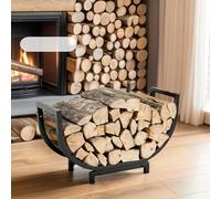 TEMU 1pc Leña Negra, Estante para Leña, Estante de Almacenamiento de Leña Decorativo Retro de Hierro para Chimenea , Estante de Almacenamiento de Leña