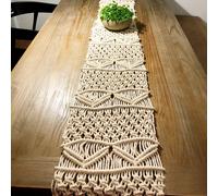 TEMU 1pc Macrame Corredor de Mesa, 112" X 13" Largo Corredor de Mesa Boho, Corredor de Cama Bohemio, Decoración de Mesa de Boda, Estilo Vintage de Granja y Comedor Bohemio, Roto