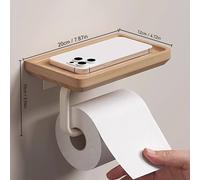 TEMU 1pc Moderno Portarrollos de Papel Higiénico de Madera de Nogal en la Pared con Estante para Teléfono, de , Instalación con Agujeros, para Baños Contemporáneos