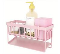 TEMU 1pc Organizador de Fregadero con Gancho para Trapo y Bandeja Autodrenante, Accesorio Rosa Para Almacenamiento en Cocina