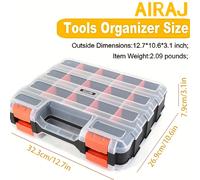 TEMU 1pc Organizador de Piezas Pequeñas AIRAJ con 34 Compartimentos Cara y Divisores Desmontables, Ideal para Garajes, Herramientas, Tornillos, Pernos, Clavos, etc