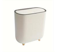 TEMU 1pc Papelera de plástico, cubo de basura delgado con tapa abatible, estrecho y pequeño, cubo de almacenamiento de papel sellado, para sala de estar, dormitorio, baño