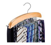 TEMU 1pc Perchero de Corbata de Madera con 24 Ganchos - Organiza tus Corbatas, Cinturones y Bufandas de Hombre con Estilo