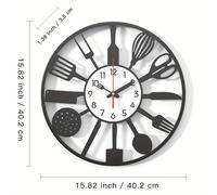 TEMU 1pc Reloj de pared de cocina moderno y , reloj de metal silencioso, con diseño de utensilios, para decoración del hogar, batería AA (no incluida)