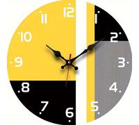 TEMU 1pc Reloj de Pared de Cuarzo Silencioso y Elegante - Diseño de Madera para Dormitorio, , Oficina, Cocina, Decoración de Baño - Funciona con Pilas (Pila AA No Incluida)