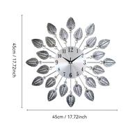 TEMU 1pc Reloj de Pared Elegante de Metal, Diseño Vintage de Hoja Plateada, Adecuado para Sala, Dormitorio, Comedor, Decoración de Pared Rústica, Decoración para el Hogar