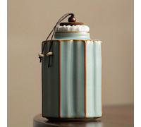 TEMU 1pc Ru Kiln Tea Caddy, Caja de té de cerámica, Caja de té portátil de estilo chino para el hogar, Tanque de almacenamiento de granos de café, Una lata con doble propósito