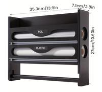 TEMU 1pc Soporte de Pared de Bambú para Pañuelos, Cortador de Film Transparente, Organizador de Tarros de Especias de Cocina, de Almacenamiento