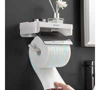 TEMU 1pc Soporte Desechable para Toallas de Cara y Papel Higiénico con Almacenamiento, Montaje en Pared sin Taladro, Organizador para Papel de Cocina y Accesorios, para Baño y Cocina