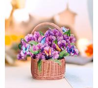 TEMU 1pc Tarjeta Pop-Up de Cesta de Orquídeas, Día de la , , Aniversario, , Mejórate con Tarjeta y Sobre