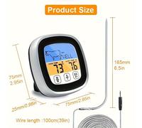 TEMU 1pc Termómetro Digital para Carne con Pantalla Táctil Grande, de Acero Inoxidable y Temporizador para BBQ - Pantalla en y , Ideal para Asar, Cocinar, Hornear y Más