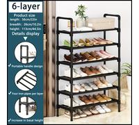 TEMU 1pc Zapatero Negro de , Organizador de Armario Mejorado y Zapatero Apilable Vertical de 6 Niveles para Ahorrar para Entrada, Dormitorio, Piso o Exterior