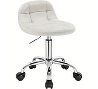 TEMU 1x Taburete de Oficina con Ruedas, Silla Ajustable para Tocador o Trabajo, Mecedora Rodante con Respaldo , 43.5-55 cm de del Asiento, Terciopelo