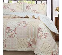 TEMU 2/3pcs Edredón Fino de Patchwork Rosa, Cubierta de Cama Pre- Sin de Almohada, Color Elegante, Adecuado para , Verano y Otoño, Adecuado para Dormitorio, Sofá, Interior