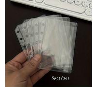 TEMU 2/5 piezas Bolsas de almacenamiento de PVC M5 para carpetas, fundas de recambio de índice con 5 agujeros, para tarjetas de , organizador de escritorio, artículos de papelería