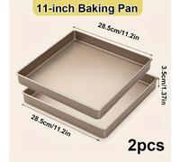 TEMU 2 bandejas cuadradas antiadherentes de 11 pulgadas | Dorado champán, ideales para hornear carne, pan, , pizzas, pasteles - 11.02" x 11.02" x 1.4"