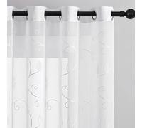 TEMU 2 cortinas blancas creativas con bordado floral transparente y ojales, cortinas decorativas semitransparentes que , adecuadas para dormitorio, , comedor, patio, y decoración de oficina (2 piezas)