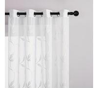 TEMU 2 cortinas de transparente de ratán con bordado de y ojales, cortinas decorativas semitransparentes que para dormitorio, , comedor, patio, decoración de (2 piezas)